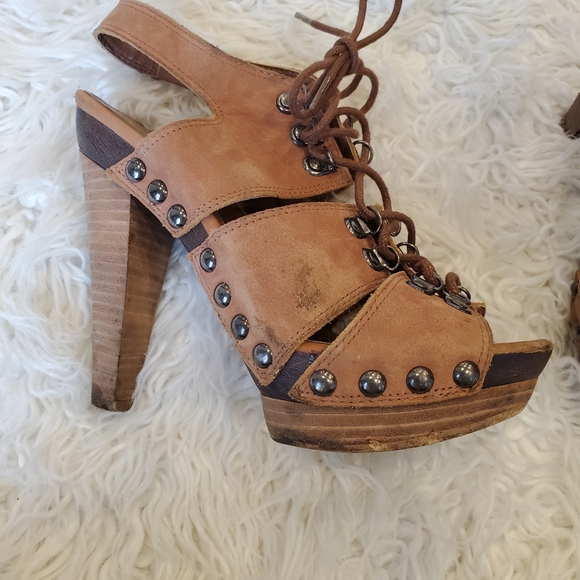 ALDO|Womens Tan Lace Up Heels| size 37 - Picture 4 of 11